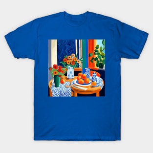 Still Life Painting with Fruit and Flowers in Vase T-Shirt